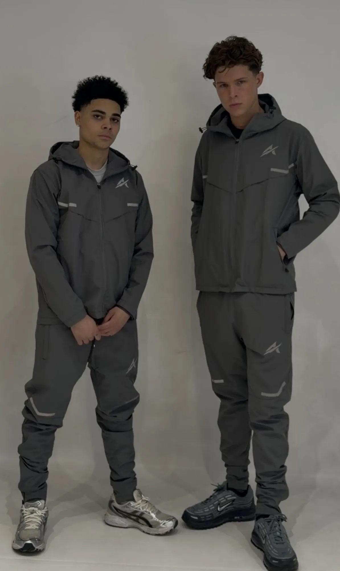 Apto grey tracksuit campaign photo